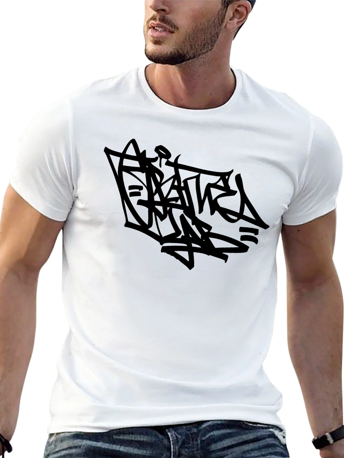 Edgy Graffiti Graphic Black T-Shirt