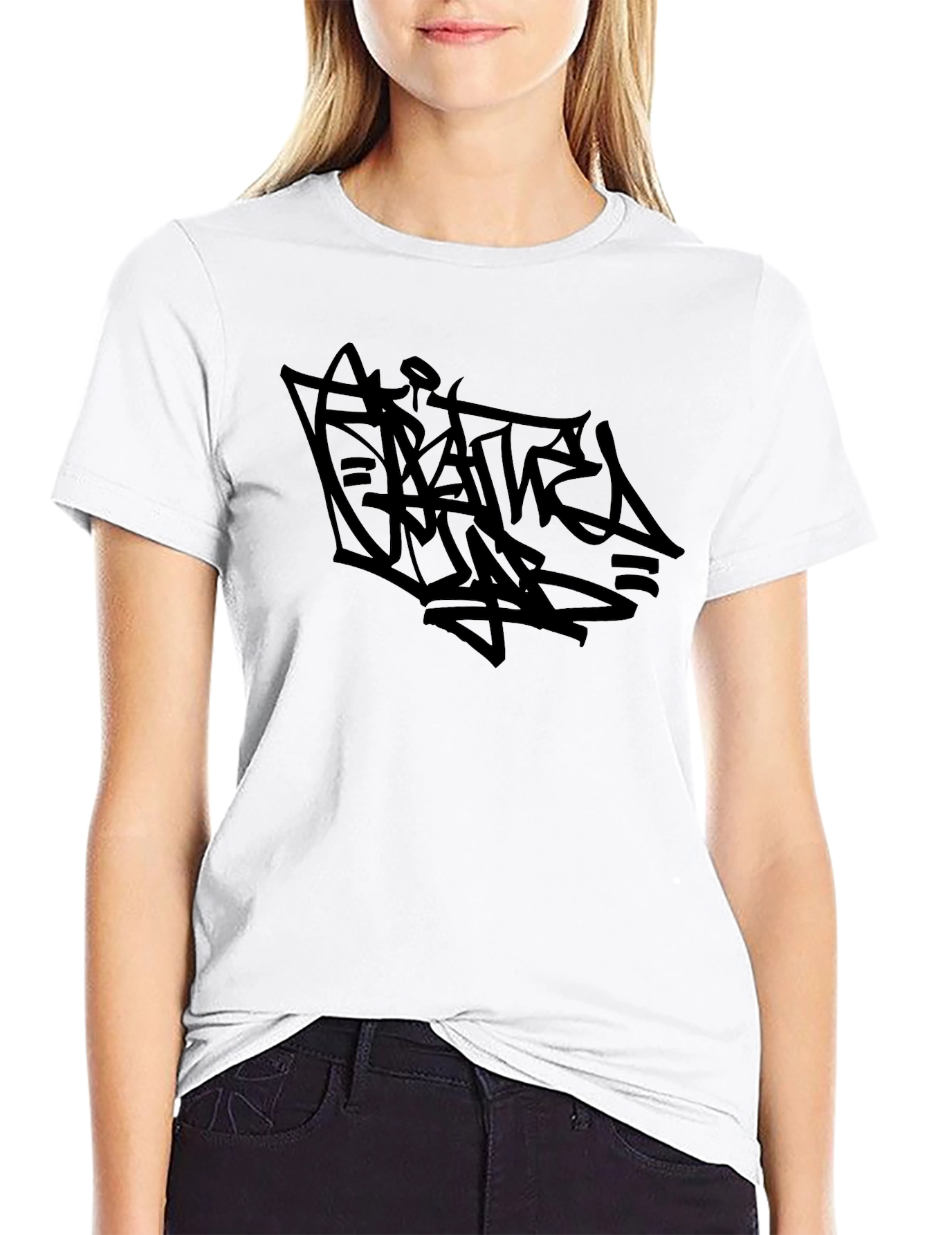 Edgy Graffiti Graphic Black T-Shirt