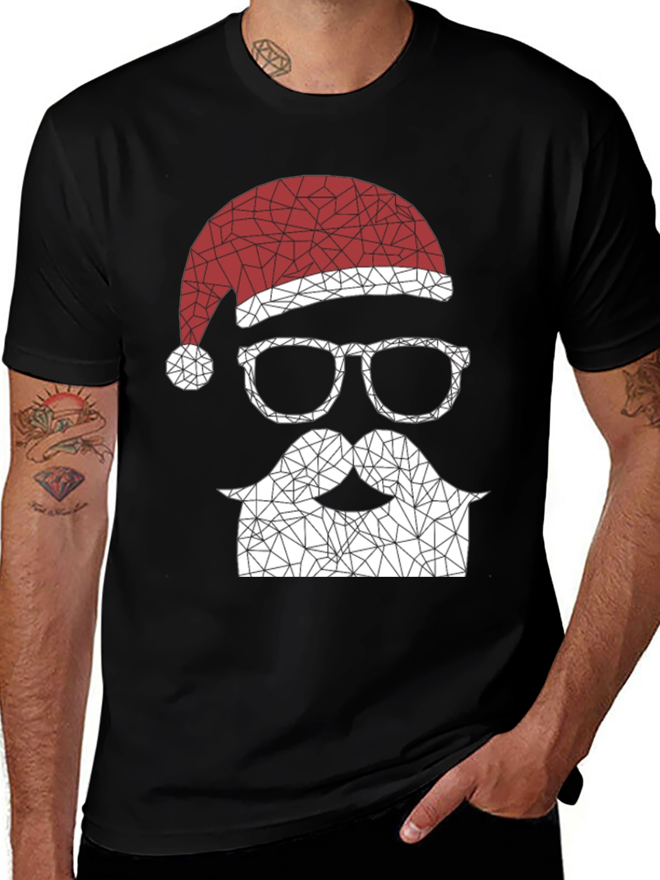 Geometric Santa T-Shirt - Holiday Style