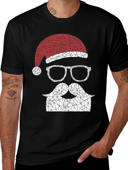 Geometric Santa T-Shirt - Holiday Style