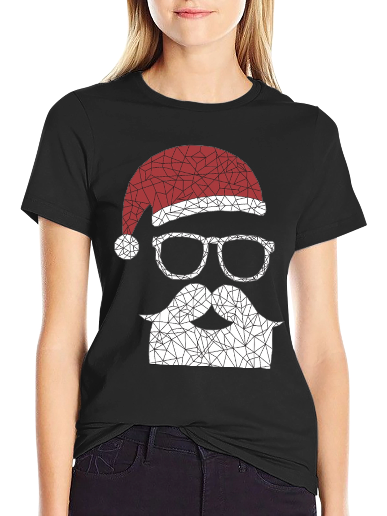 Geometric Santa T-Shirt - Holiday Style