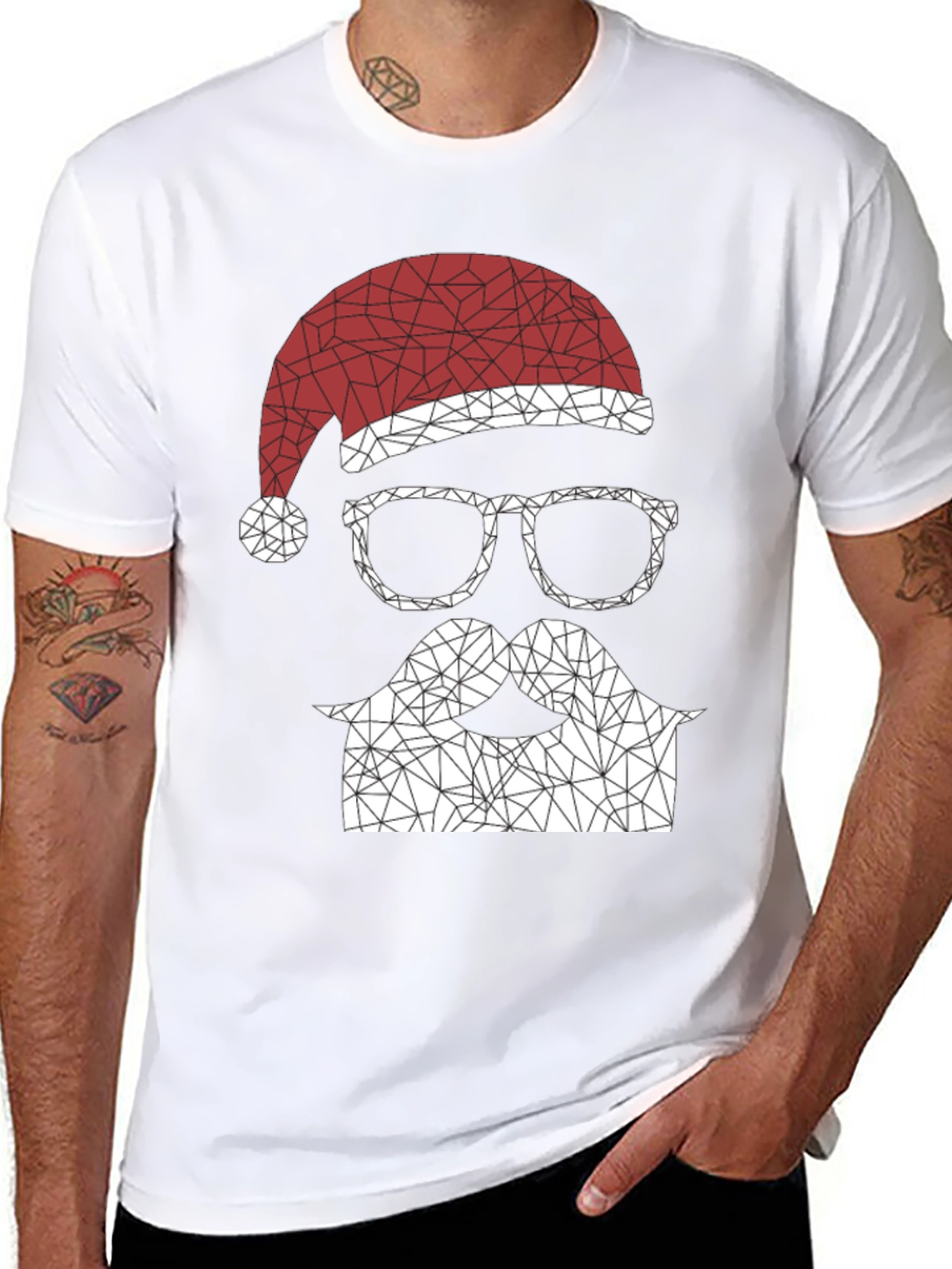 Geometric Santa T-Shirt - Holiday Style