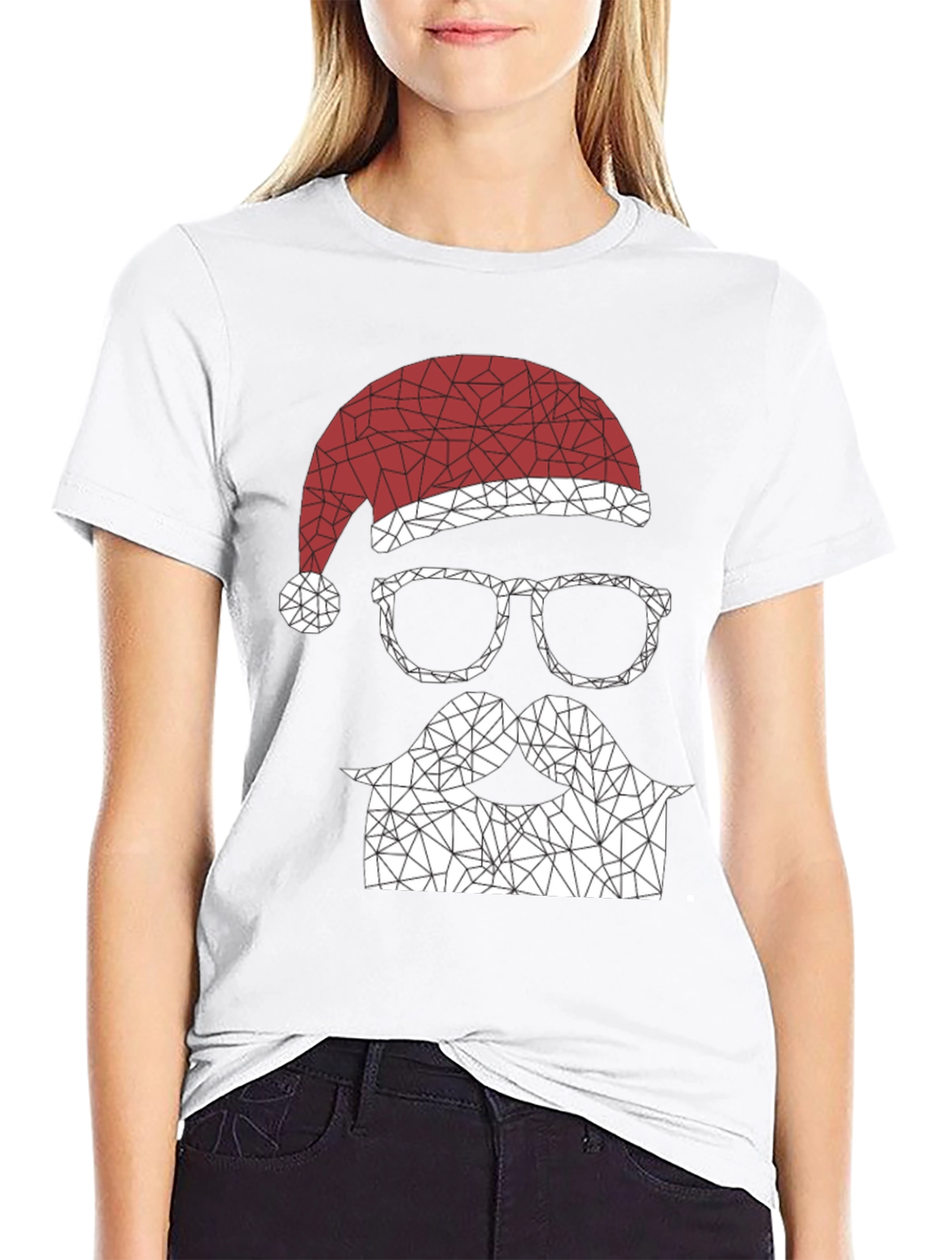 Geometric Santa T-Shirt - Holiday Style