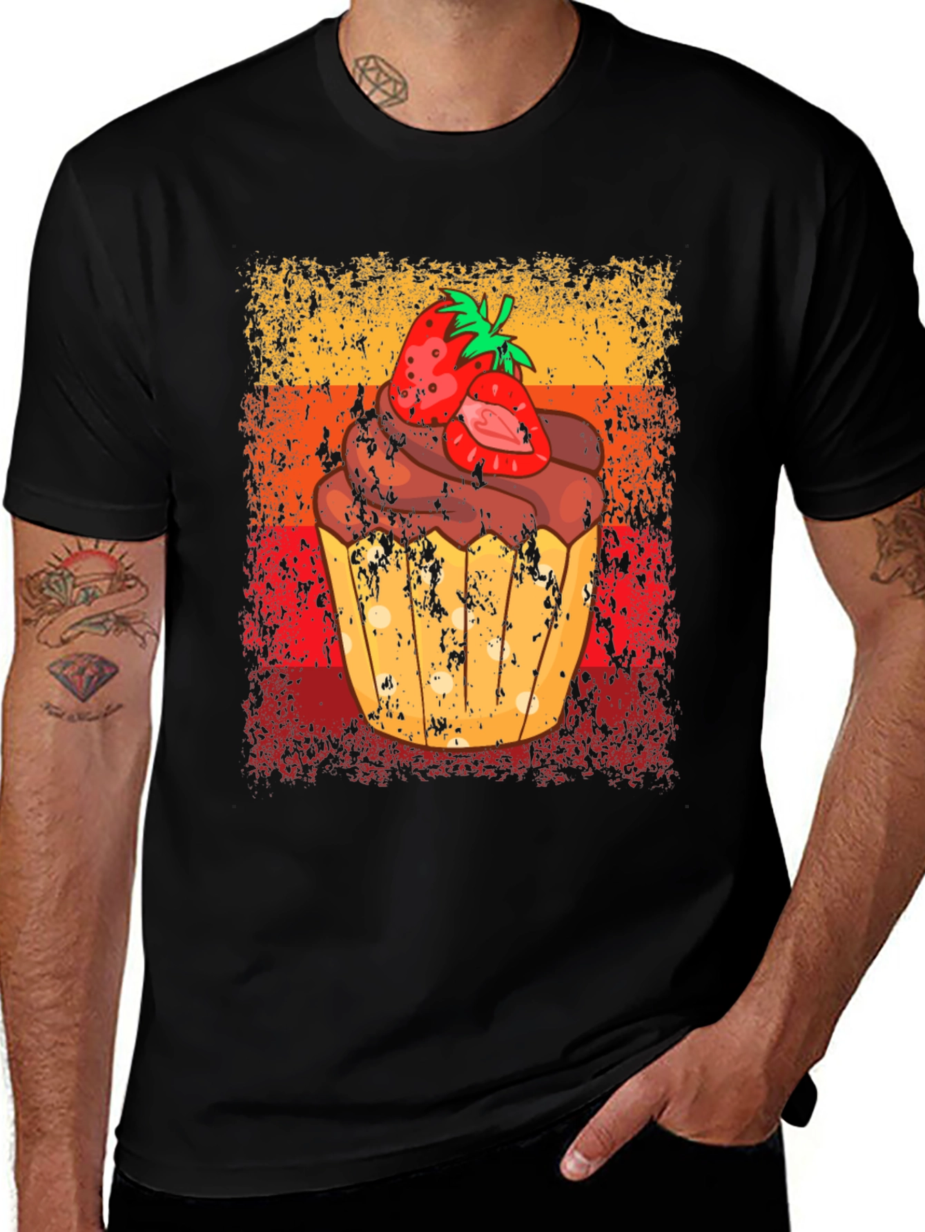 Strawberry Cupcake Graphic Tee - Sweet Treat Shirt