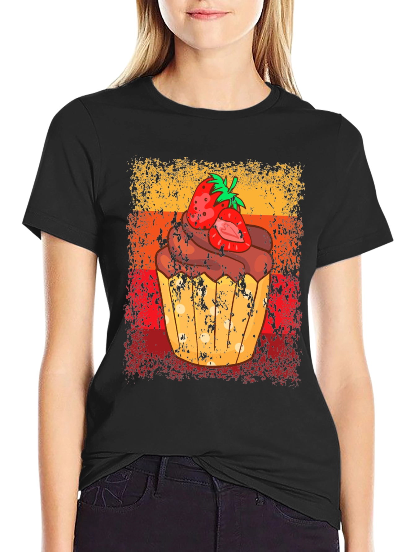 Strawberry Cupcake Graphic Tee - Sweet Treat Shirt