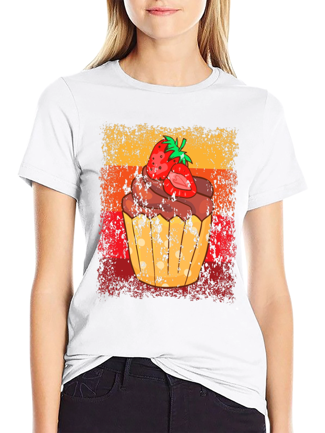 Strawberry Cupcake Graphic Tee - Sweet Treat Shirt