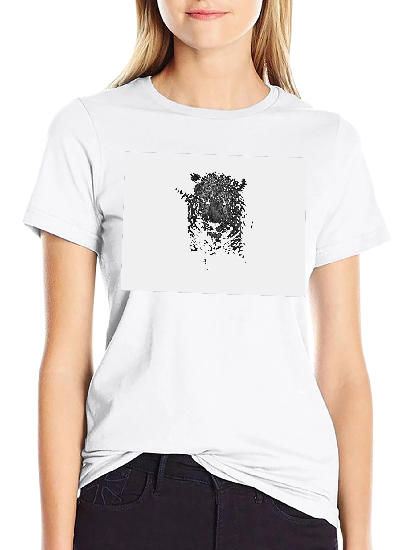 Abstract Leopard Graphic Black T-Shirt