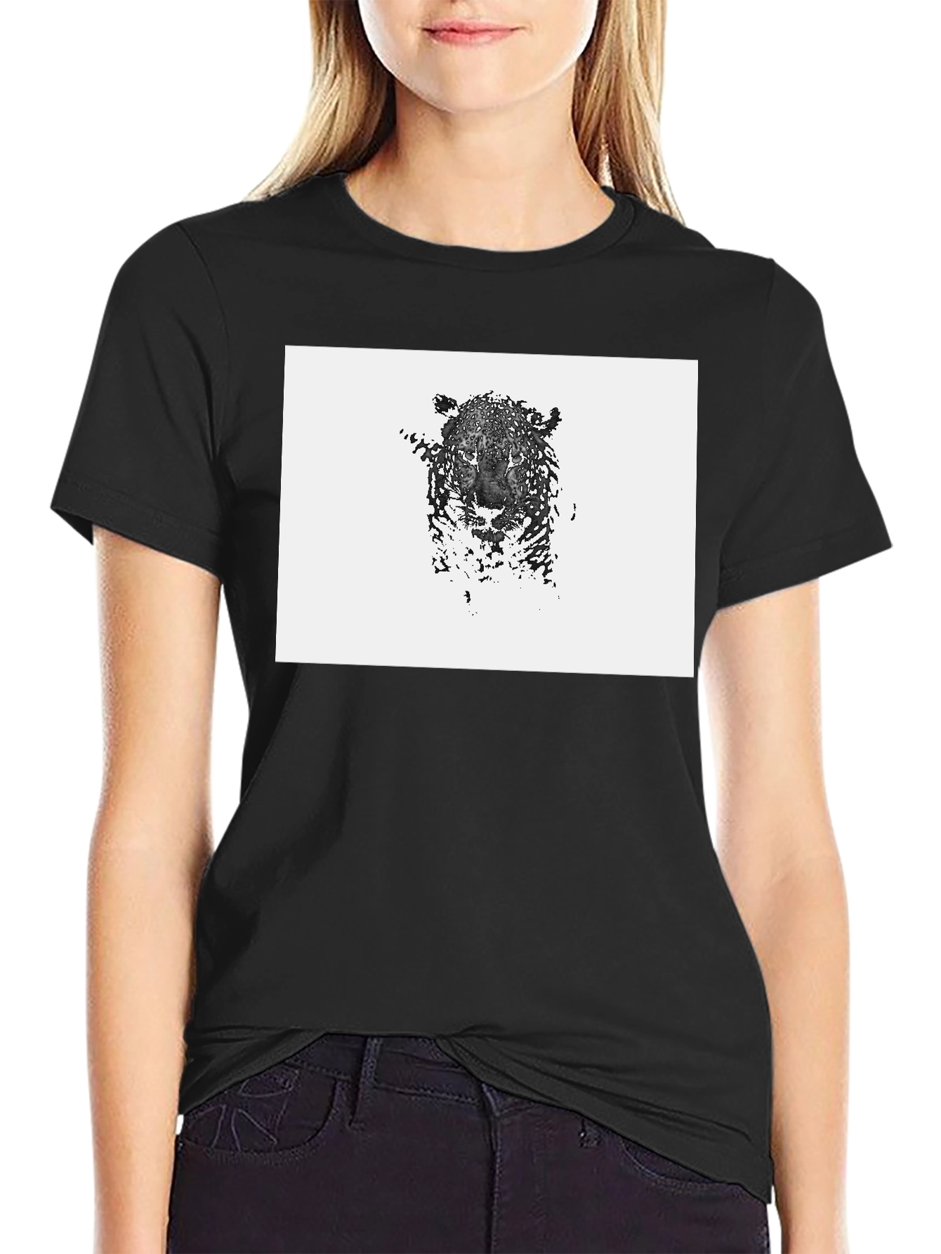 Abstract Leopard Graphic Black T-Shirt