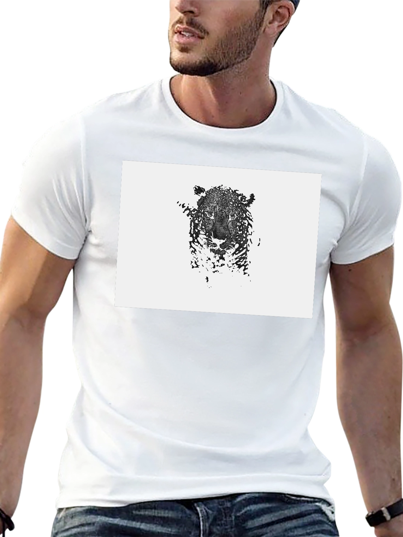 Abstract Leopard Graphic Black T-Shirt