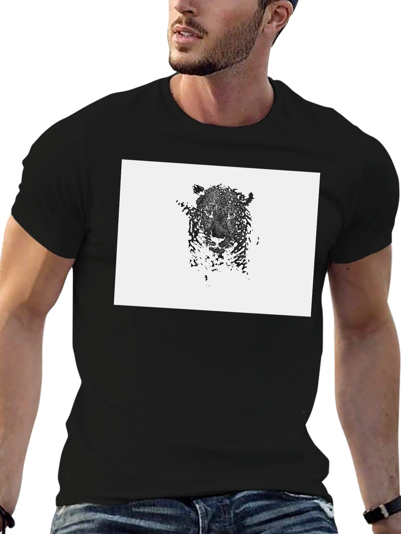 Abstract Leopard Graphic Black T-Shirt