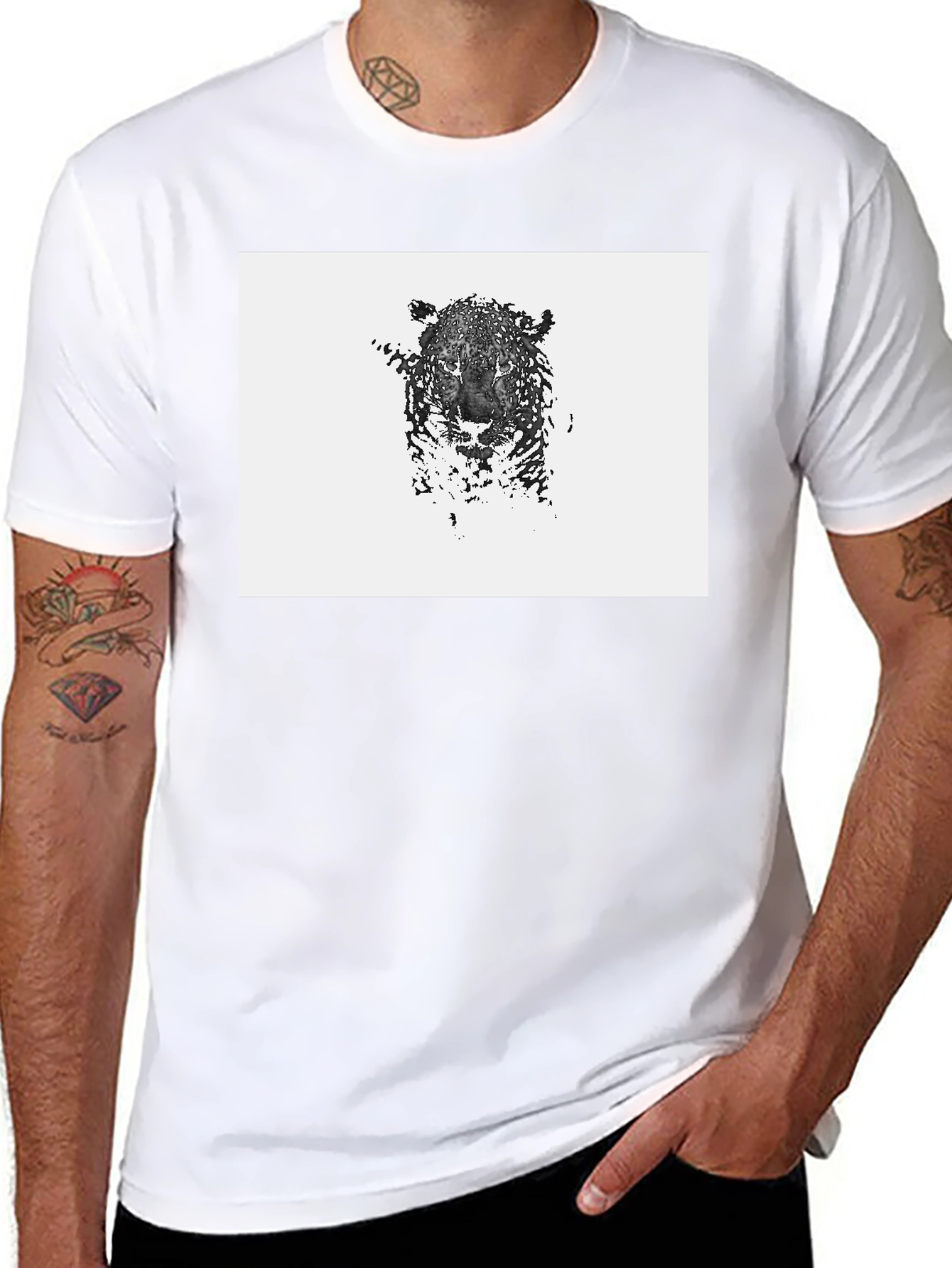 Abstract Leopard Graphic Black T-Shirt