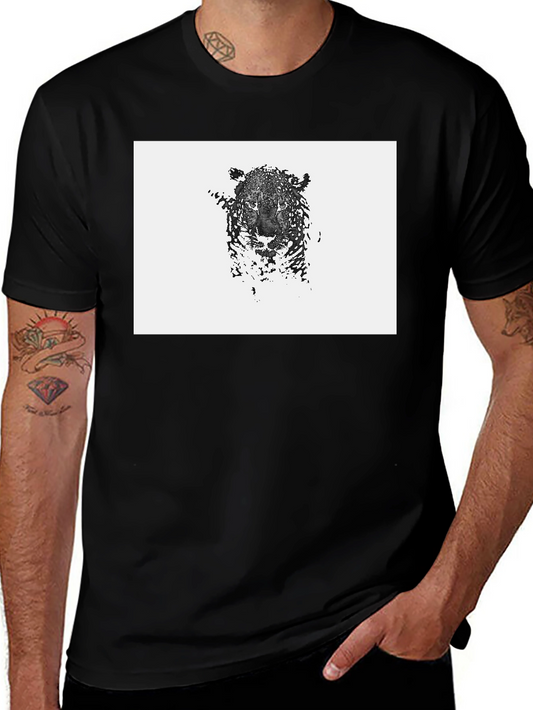 Abstract Leopard Graphic Black T-Shirt