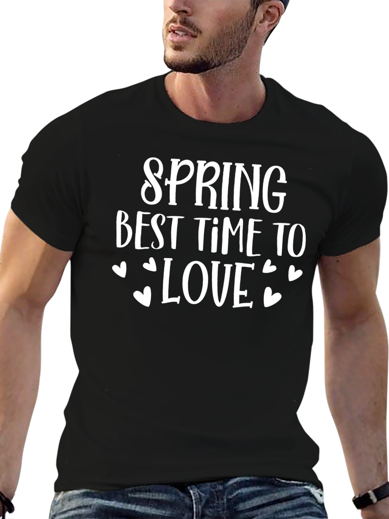 Spring Love Graphic Tee - Black Casual Shirt