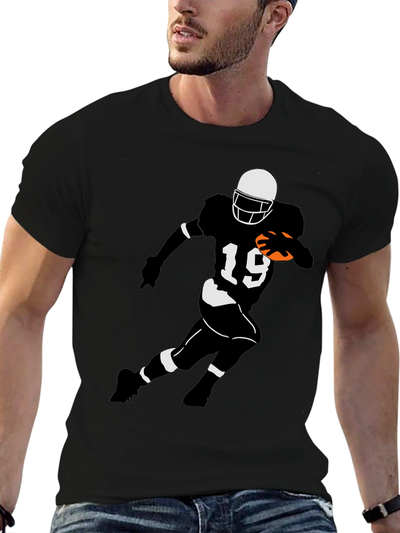 Football Player Graphic Tee - Black