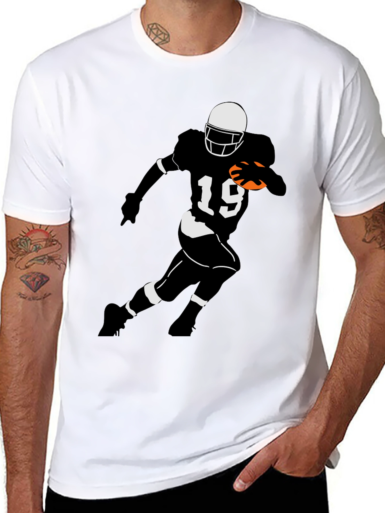 Football Player Graphic Tee - Black