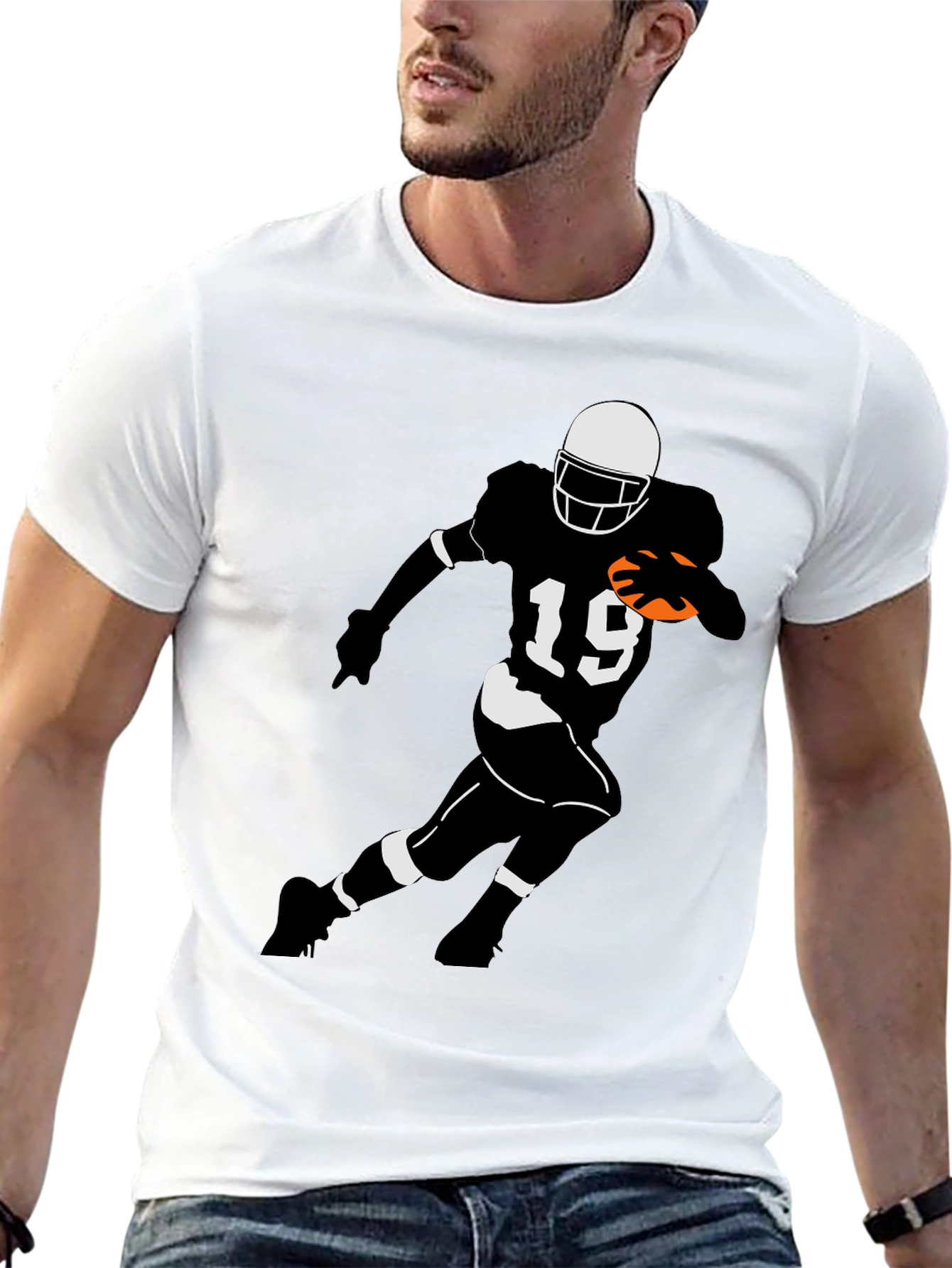 Football Player Graphic Tee - Black
