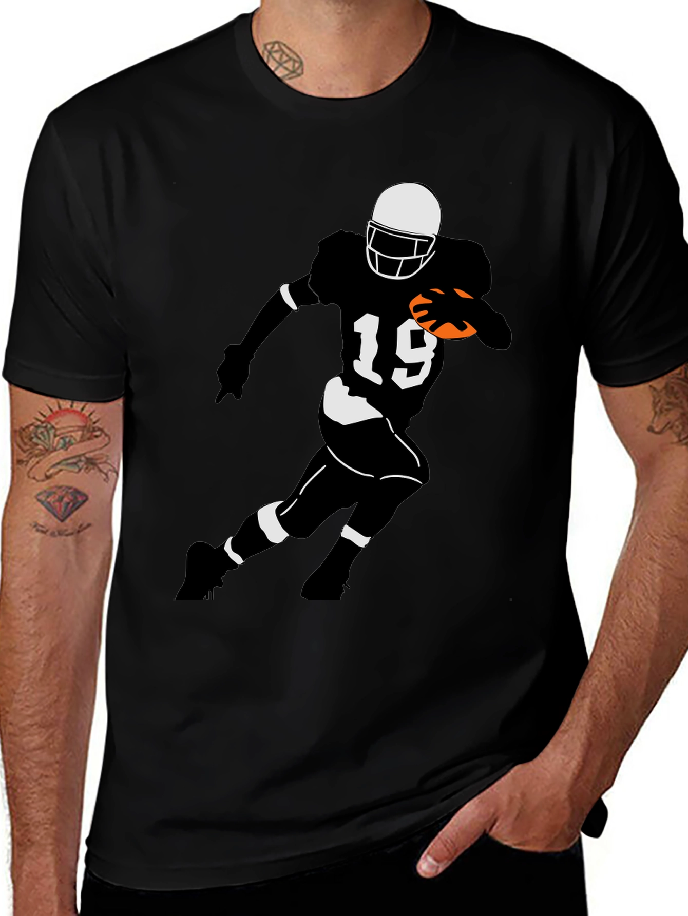 Football Player Graphic Tee - Black