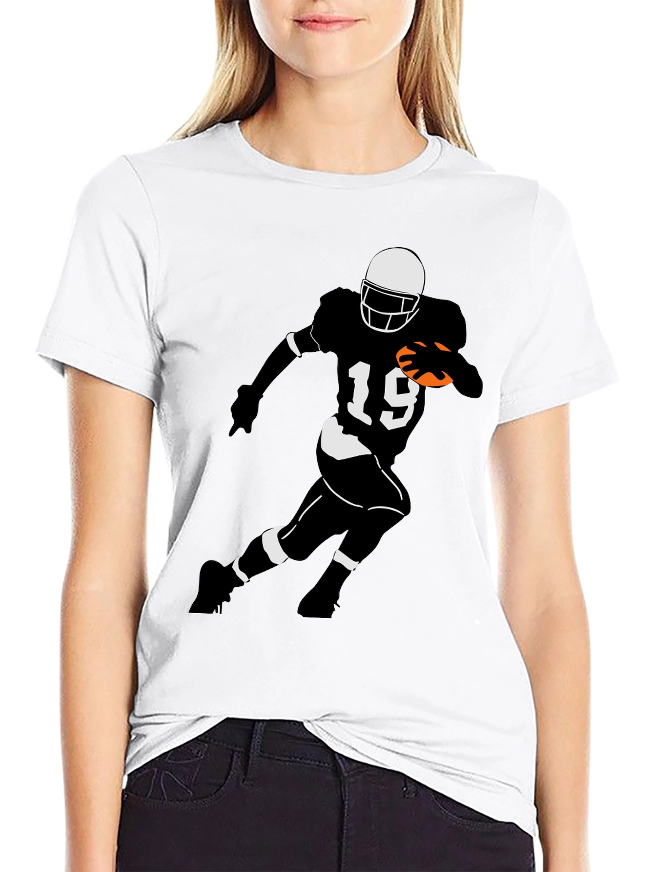 Football Player Graphic Tee - Black