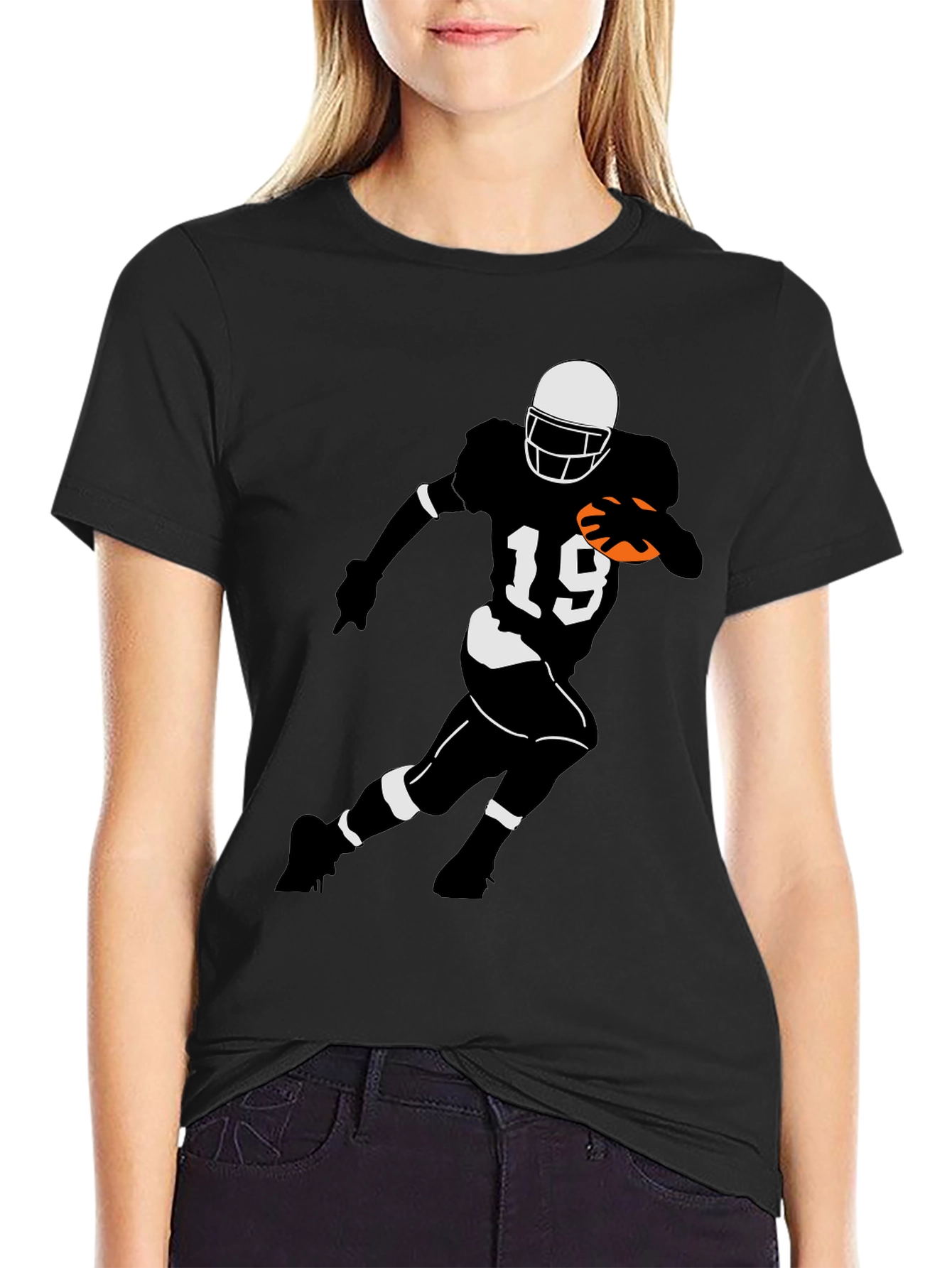 Football Player Graphic Tee - Black