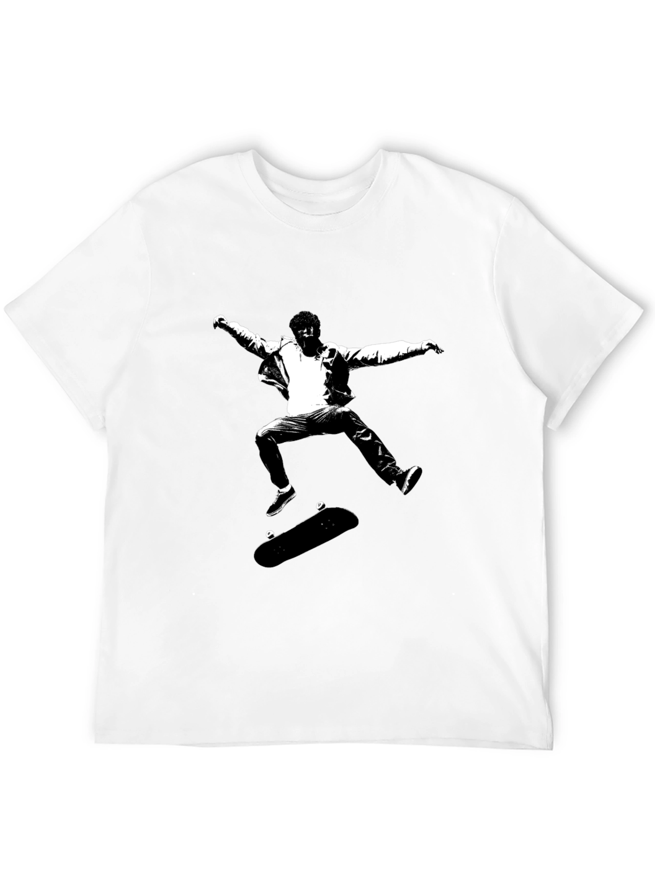 Skateboarding Graphic Tee - Black Cotton
