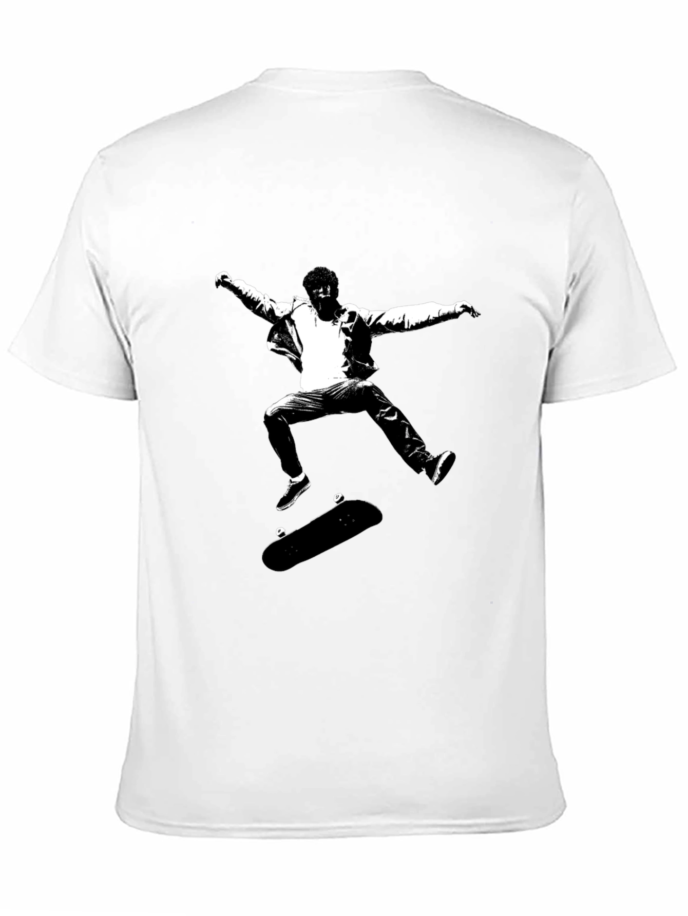 Skateboarding Graphic Tee - Black Cotton