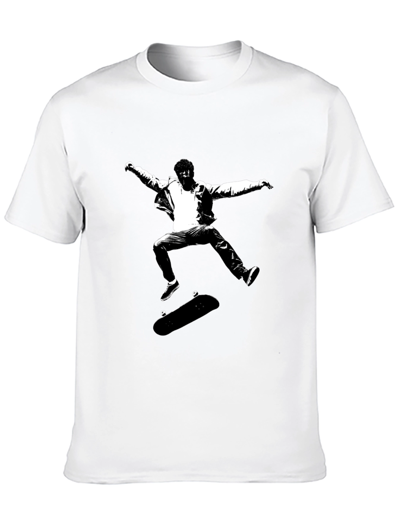 Skateboarding Graphic Tee - Black Cotton