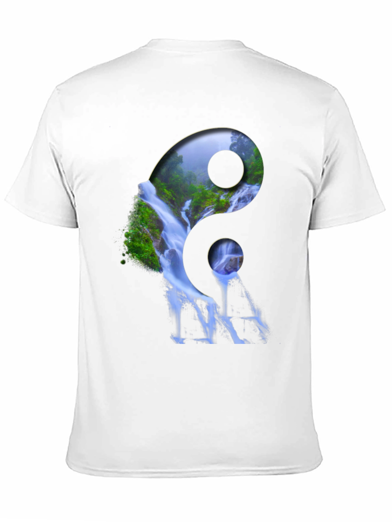 Yin Yang Waterfall Graphic Tee - Nature Inspired Design