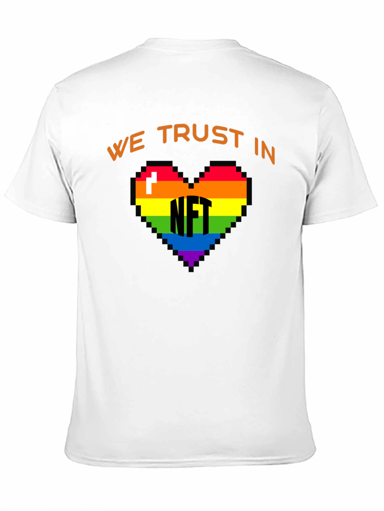 We Trust In NFT Rainbow Heart Black T-Shirt