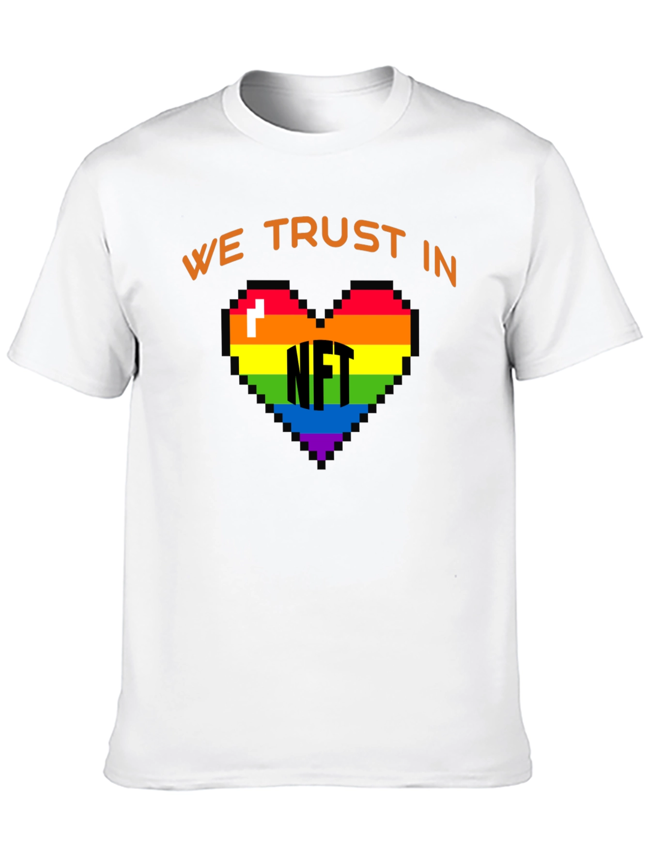 We Trust In NFT Rainbow Heart Black T-Shirt
