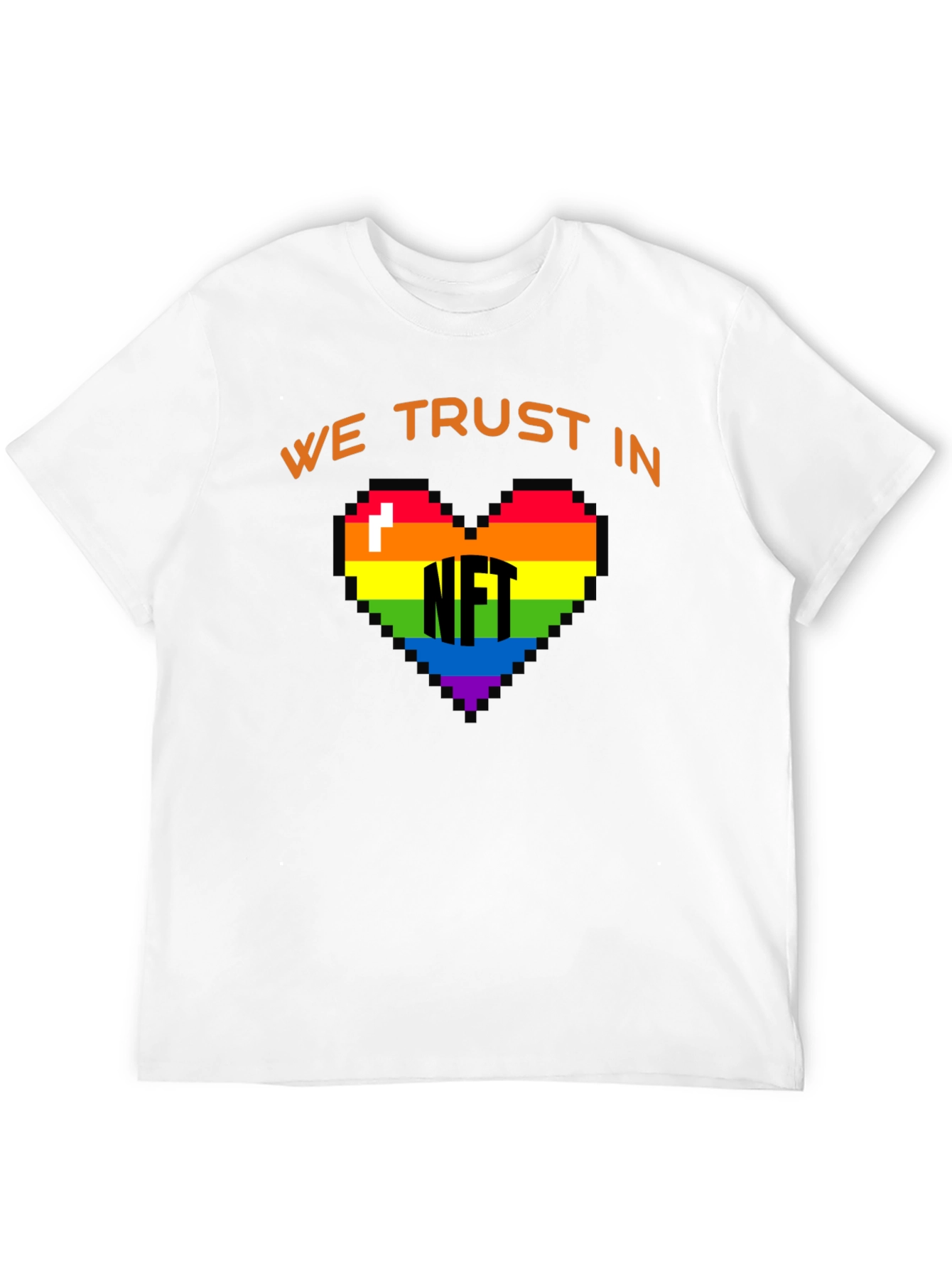 We Trust In NFT Rainbow Heart Black T-Shirt