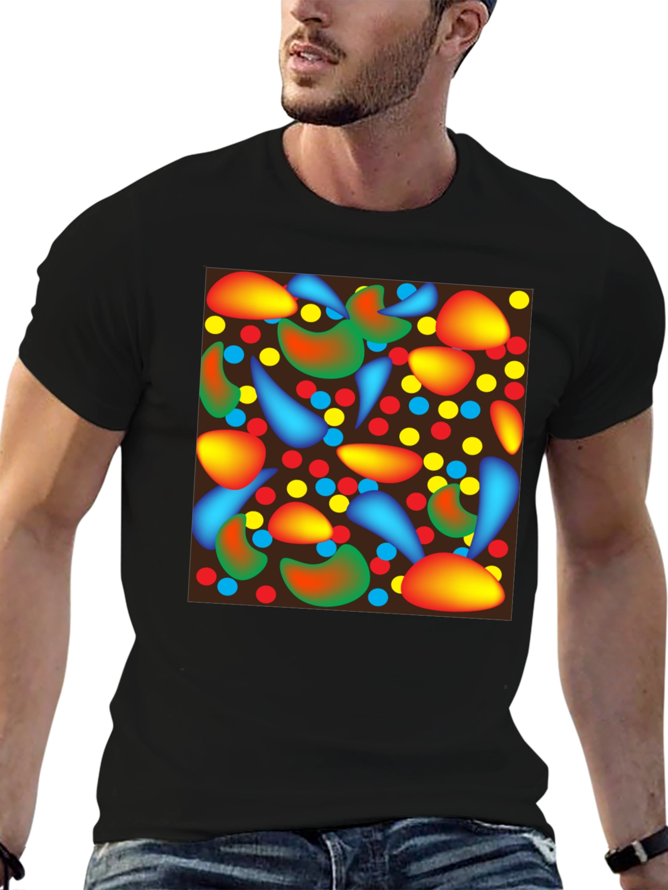 Abstract Pattern Black T-Shirt