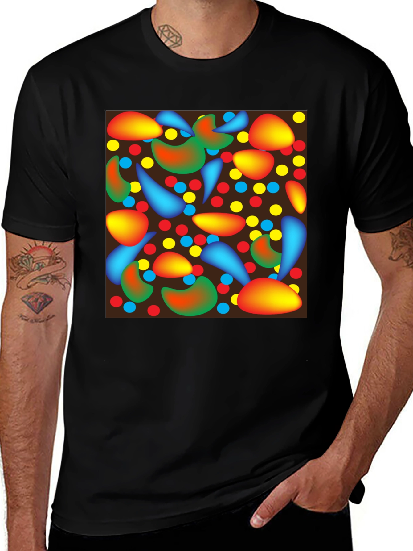 Abstract Pattern Black T-Shirt