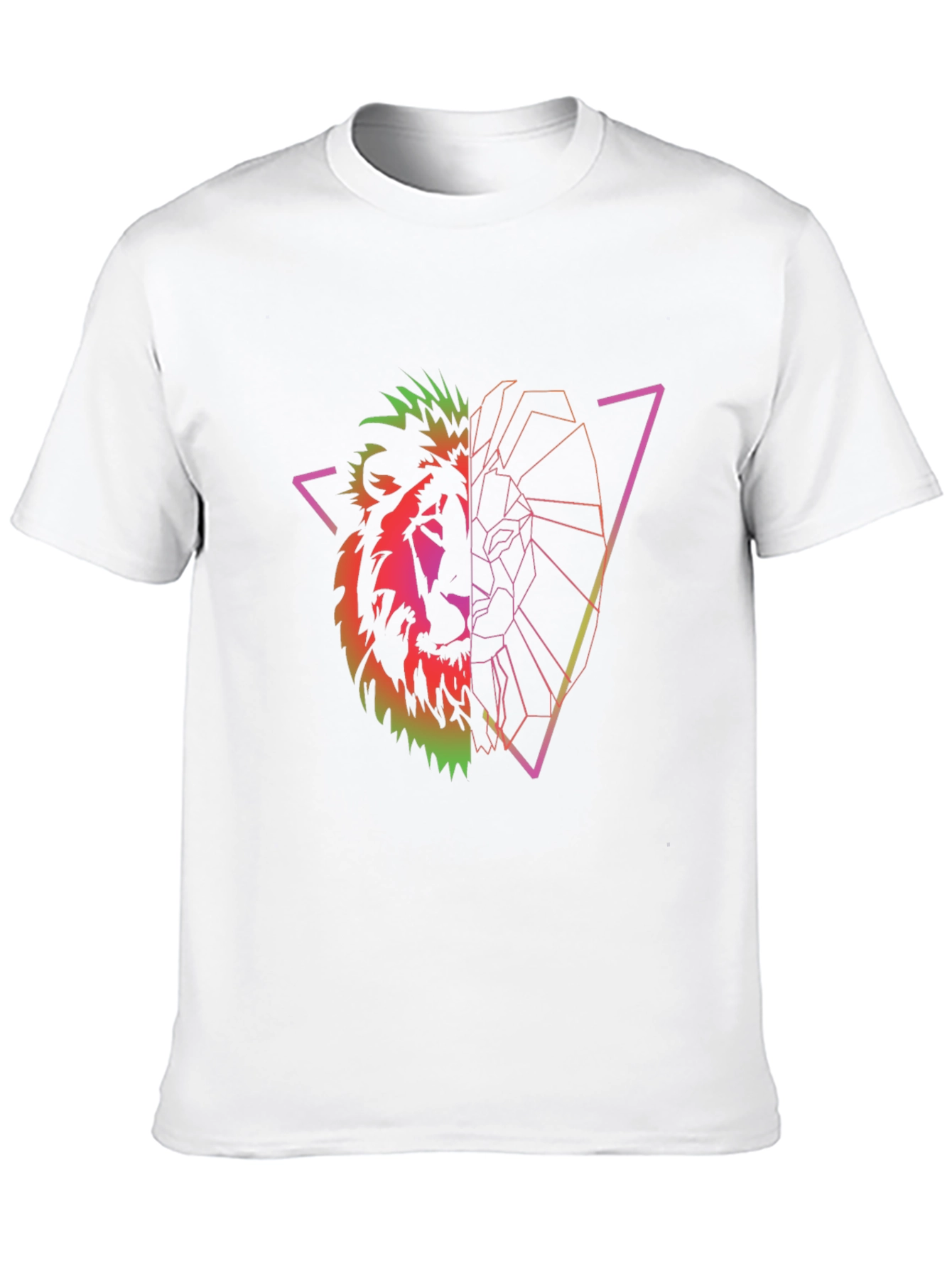 Geometric Lion Graphic Tee - Black