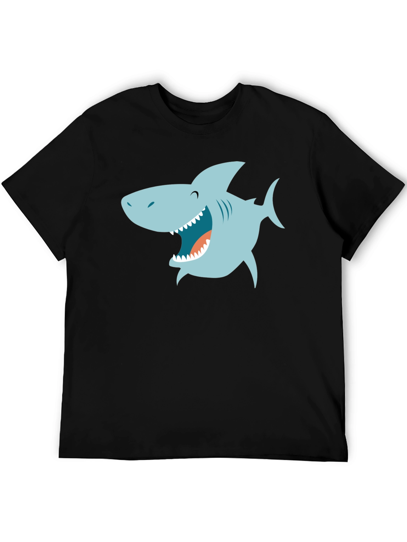 Cartoon Shark Graphic Black T-Shirt