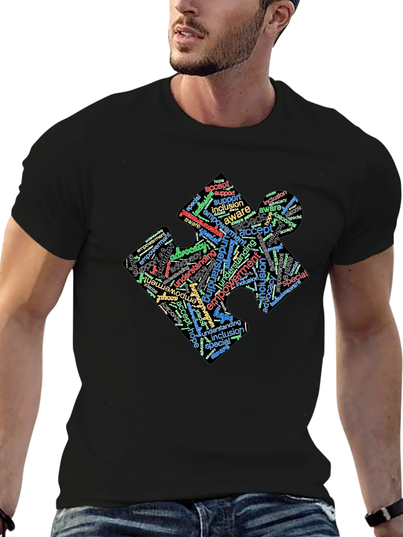 Inclusion Puzzle Piece Word Art T-Shirt