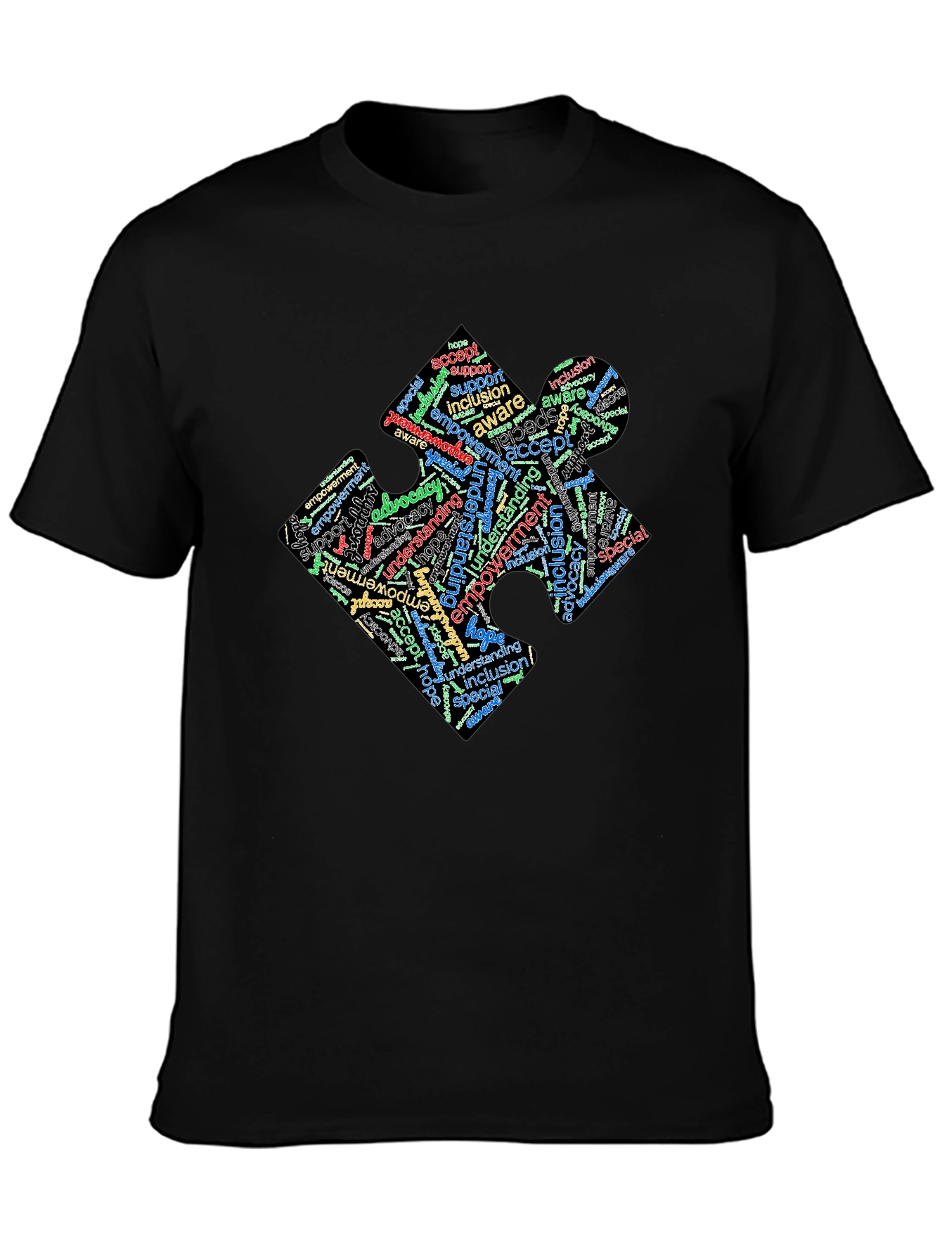 Inclusion Puzzle Piece Word Art T-Shirt