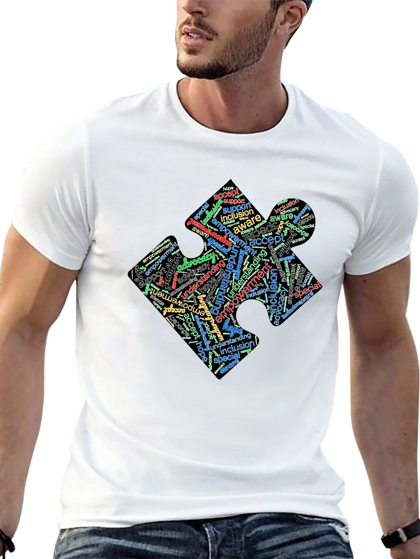 Inclusion Puzzle Piece Word Art T-Shirt
