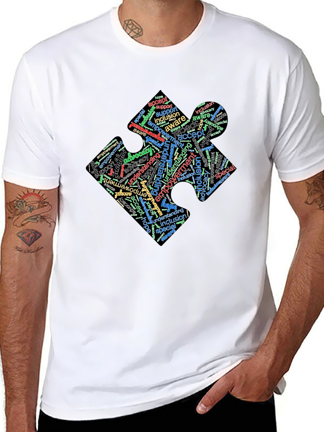 Inclusion Puzzle Piece Word Art T-Shirt