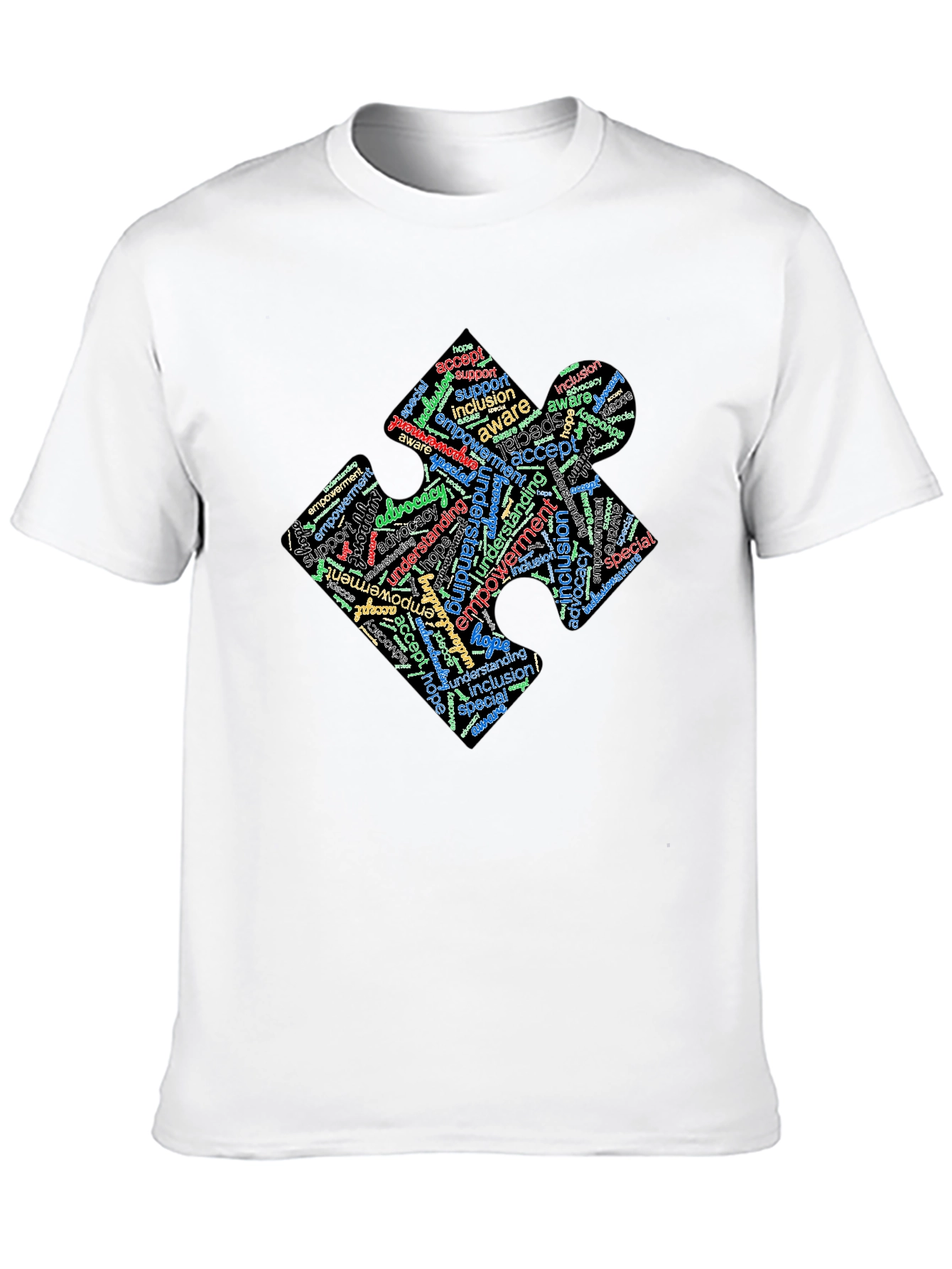 Inclusion Puzzle Piece Word Art T-Shirt