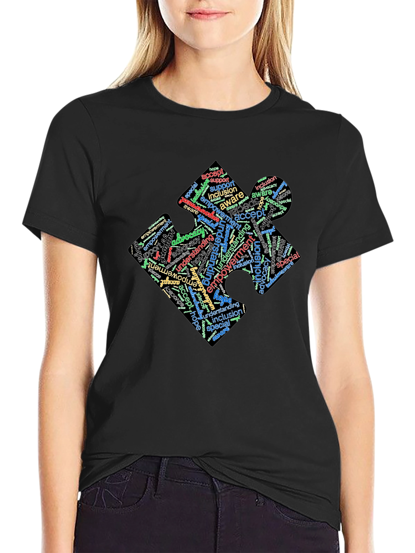 Inclusion Puzzle Piece Word Art T-Shirt