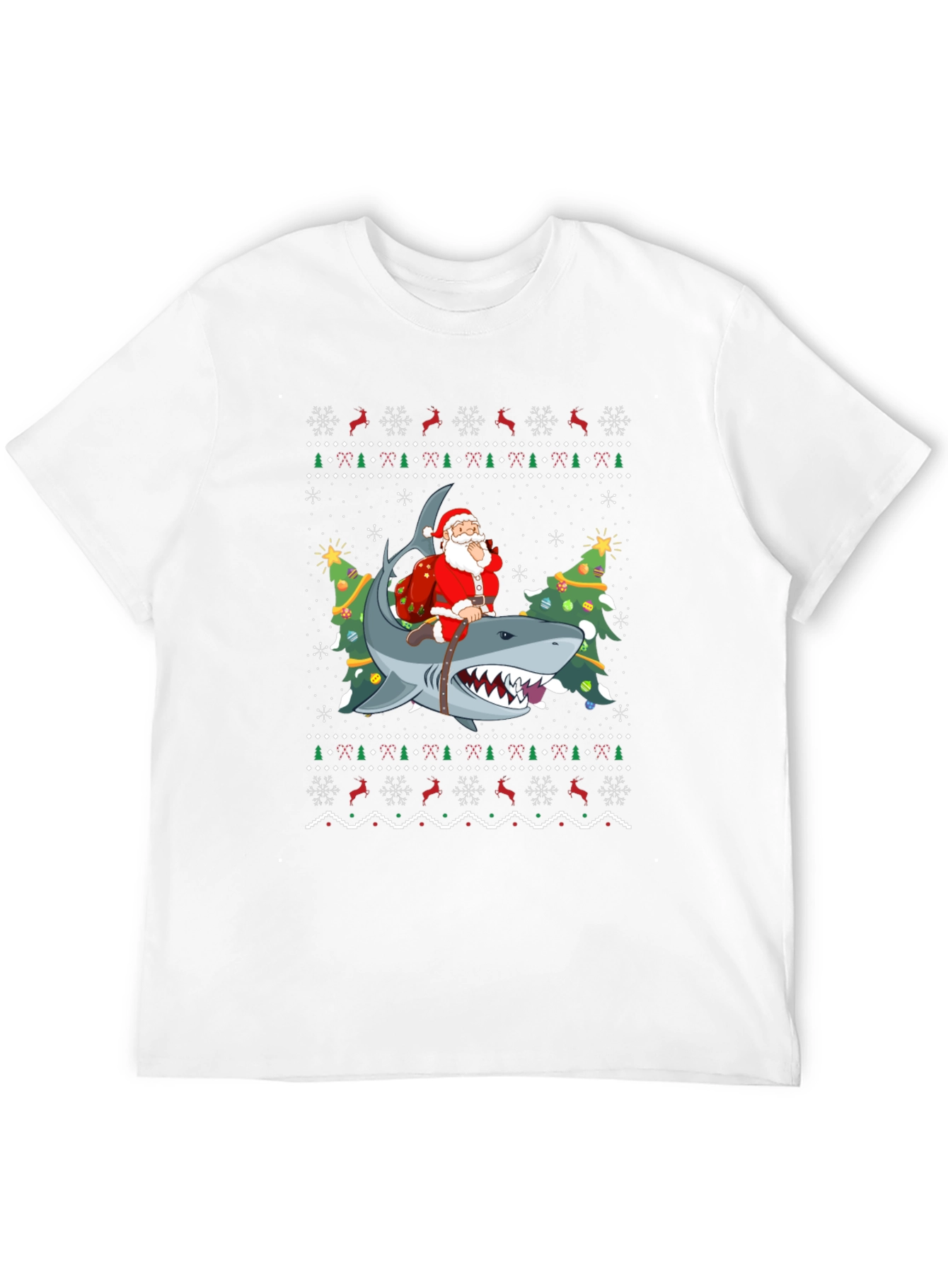 Santa Riding Shark Ugly Christmas Sweater T-Shirt
