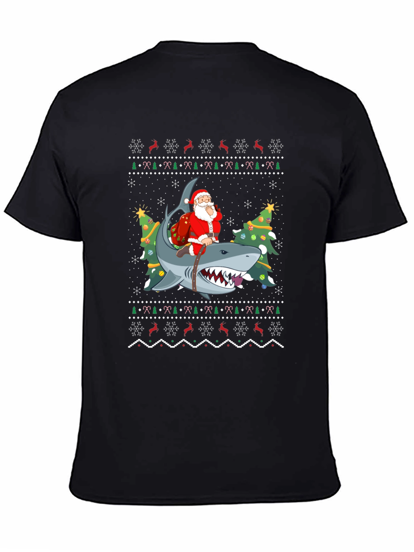 Santa Riding Shark Ugly Christmas Sweater T-Shirt
