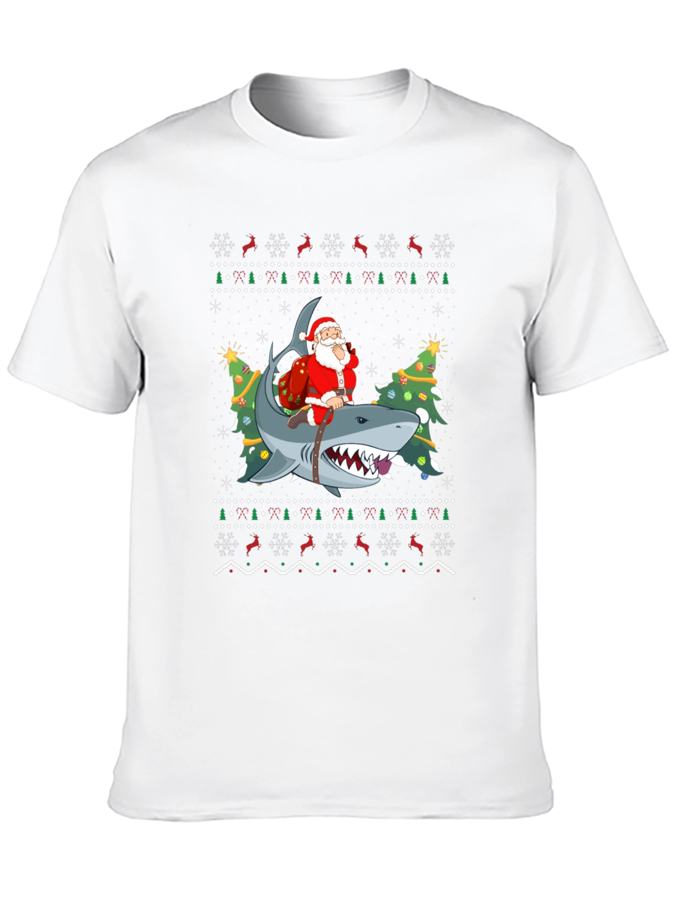 Santa Riding Shark Ugly Christmas Sweater T-Shirt