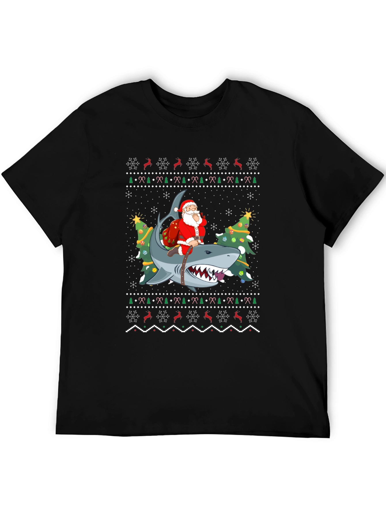 Santa Riding Shark Ugly Christmas Sweater T-Shirt