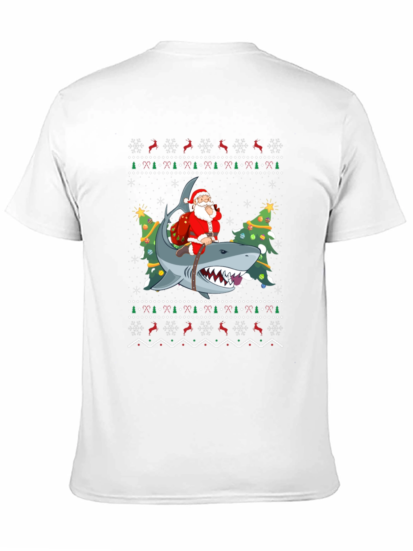 Santa Riding Shark Ugly Christmas Sweater T-Shirt