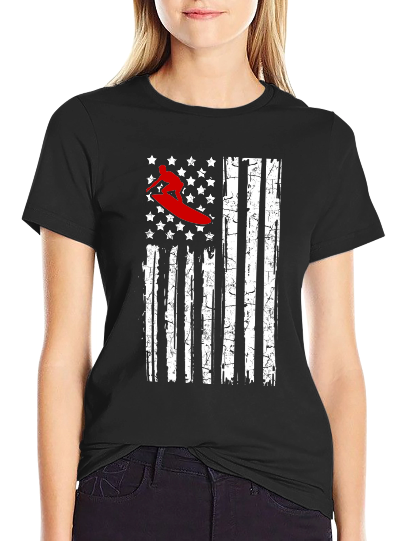 Surfer USA Flag Graphic T-Shirt