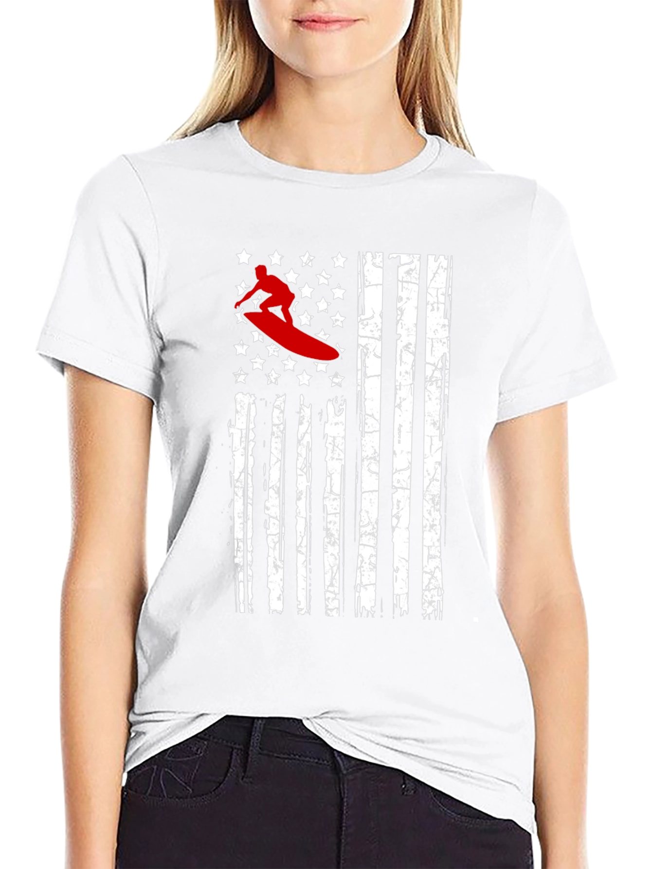 Surfer USA Flag Graphic T-Shirt