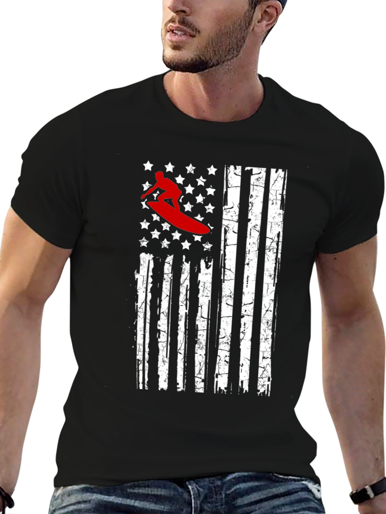 Surfer USA Flag Graphic T-Shirt