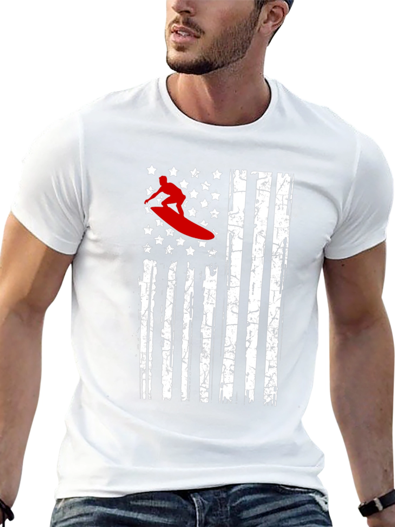 Surfer USA Flag Graphic T-Shirt