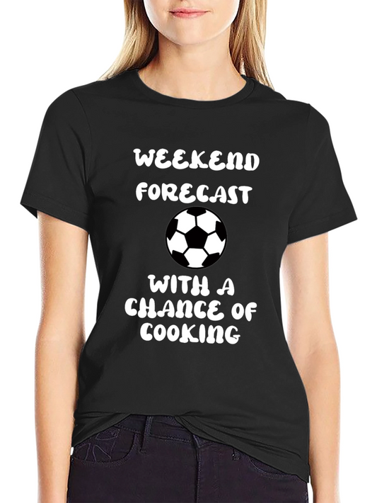 Weekend Forecast Soccer & Cooking Black Graphic Tee